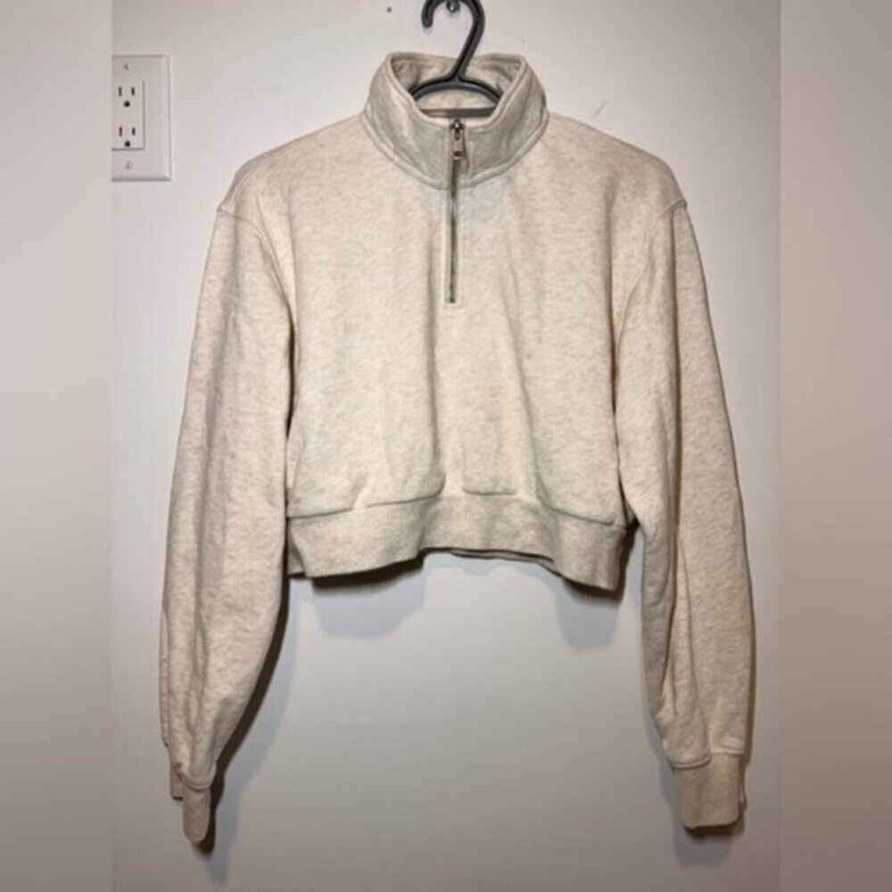 Aritzia TNA Airyaf Fleece Half-Zip Cropped Sweatshirt size S